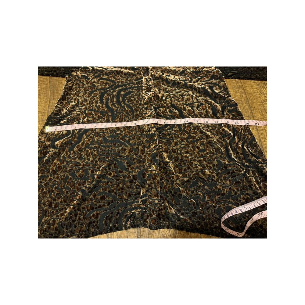 Sno Skins Small Burnout Velvet Blouse Cheetah Animal Print Brown Black Excellent - Picture 9 of 10